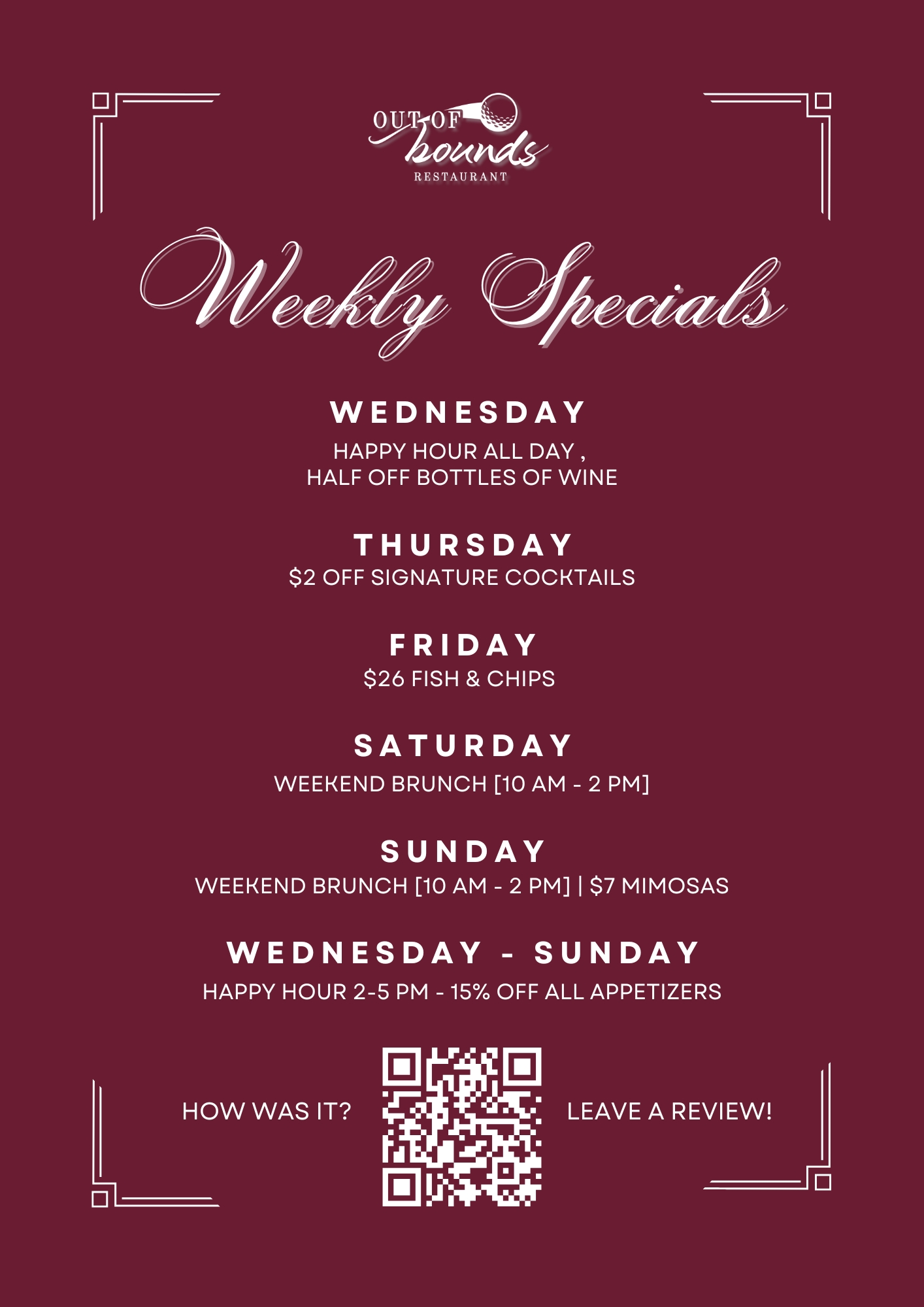 Winter 2025 Weekly Specials
